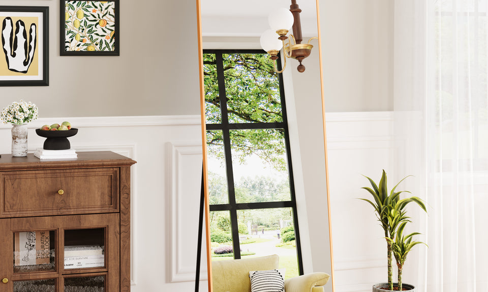 Dripex Arch/Rectangular Mirror Full Length, 160 x 50cm/150 x 40cm Full Body Floor Mirror with Stand, Standing/Leaning/Hanging for Living Room Bedroom