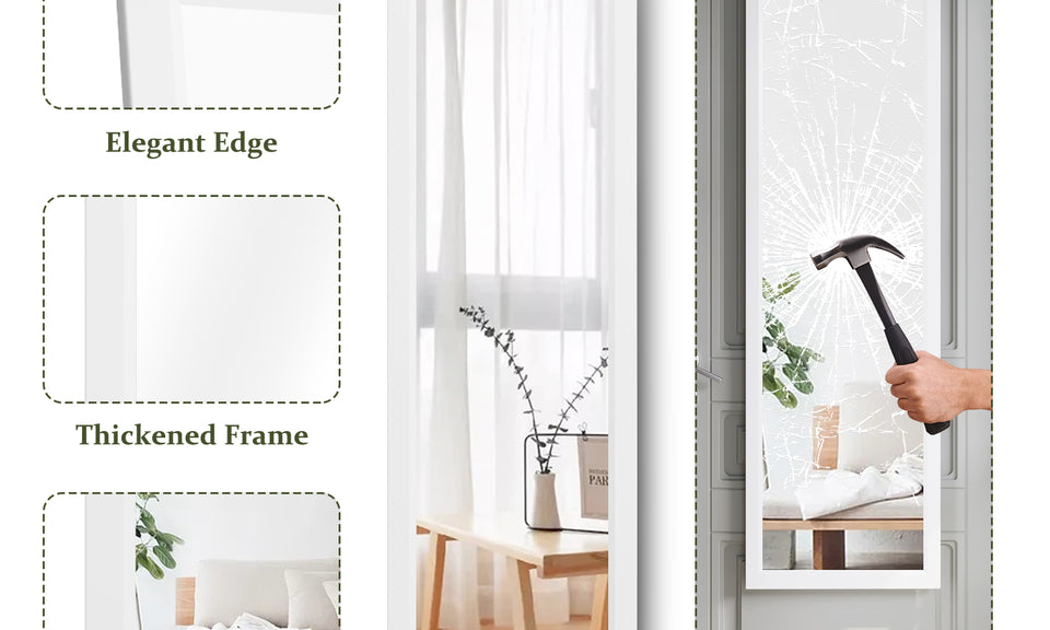 Dripex Over Door Mirror Full Length, 110 x 33cm/110 x 45cm Wall Mounted Mirror Door Hung Mirror for Bathroom/Bedroom/Wardrobe - Toughened Glass