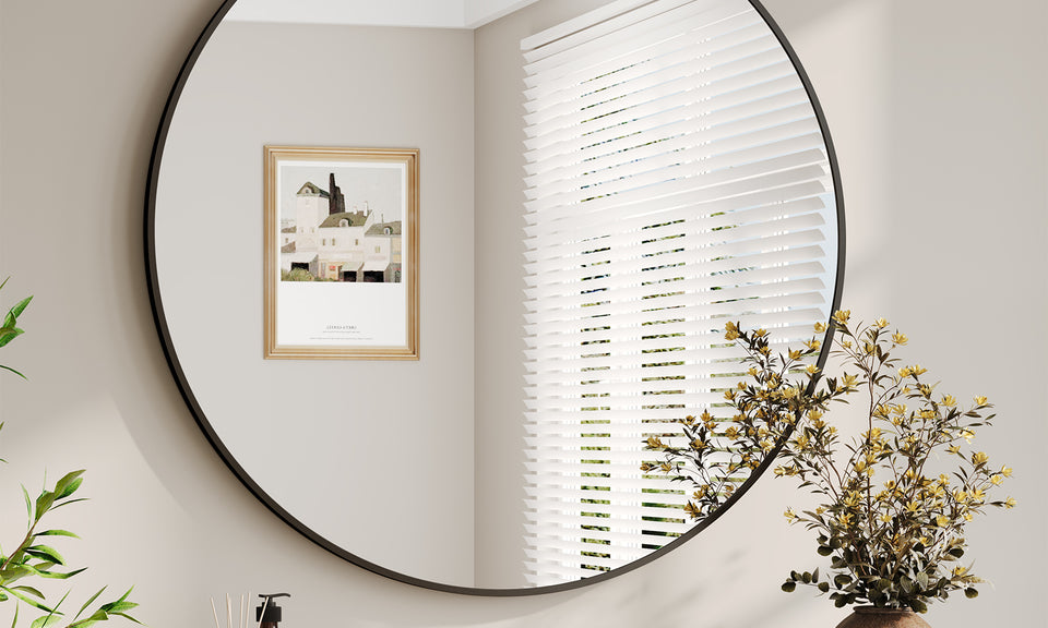 Dripex Round Mirror, 40 to 90cm Circle Hanging Wall Mirror - Home Decorative Wall Mounted Vanity Mirror for Bathroom, Dressing Room & Living Room