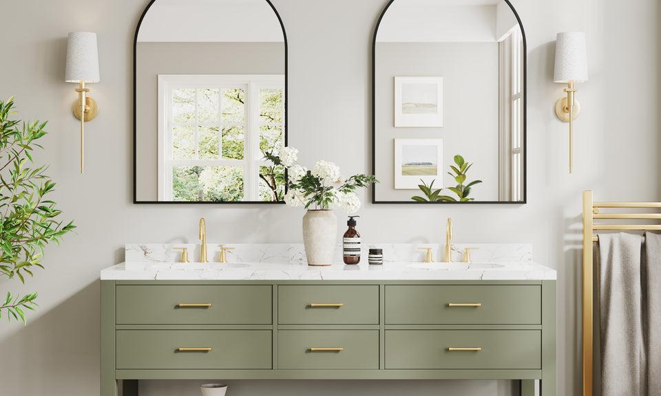 Dripex Arched Mirror, 75 x 50cm/90 x 60cm Wall-Mounted or Leaning, Pre-Fitted Holes & Fixing Kit, for Bathroom, Living Room & Bedroom