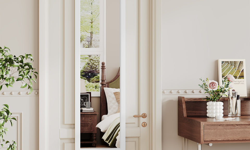 Dripex Over Door Mirror Full Length, 110 x 33cm/110 x 45cm Wall Mounted Mirror Door Hung Mirror for Bathroom/Bedroom/Wardrobe - Toughened Glass