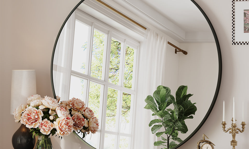 Dripex Round Mirror, 40 to 90cm Circle Hanging Wall Mirror - Home Decorative Wall Mounted Vanity Mirror for Bathroom, Dressing Room & Living Room