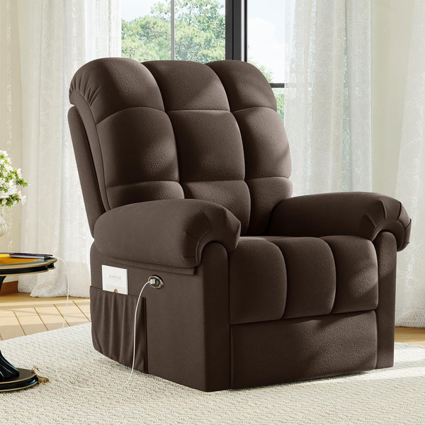 Vesgantti Electric Recliner Chair, Teddy/Corduroy Armchair Recliner, Comfy Reclining Chairs for Elderly, Adults Electric Recliner Armchair with Any Position, USB Port, Arm Chairs for Living Room