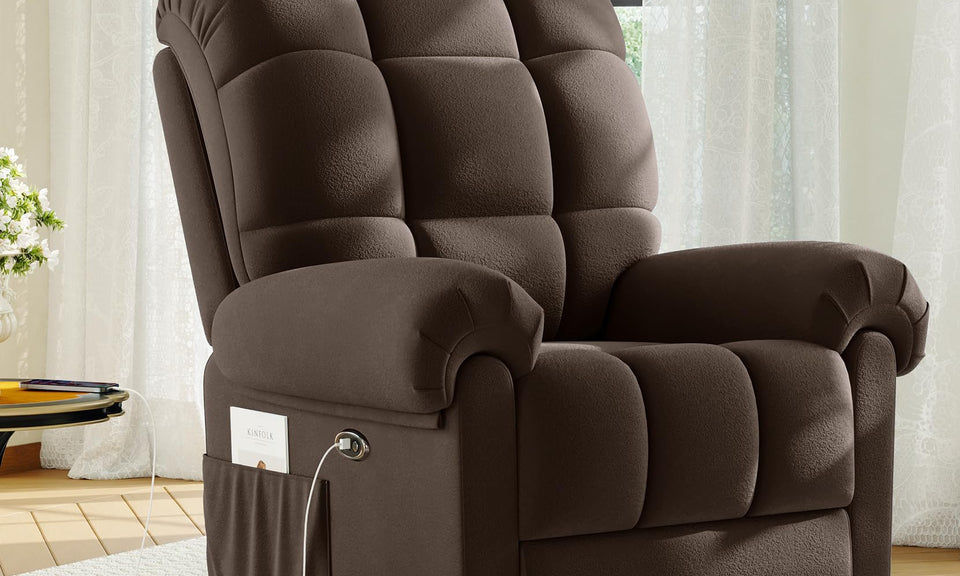 Vesgantti Electric Recliner Chair, Teddy/Corduroy Armchair Recliner, Comfy Reclining Chairs for Elderly, Adults Electric Recliner Armchair with Any Position, USB Port, Arm Chairs for Living Room