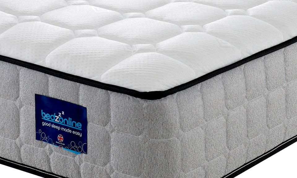 BEDZONLINE Orthopaedic Memory Foam & Spring Mattress - 4ft6 Double | Breathable 20cm Thick Memory Foam & Spring Mattress | Body Support, Alignment & Pressure Relief | UK Made & Hypoallergenic