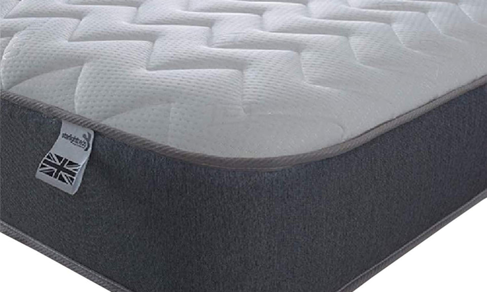 Starlight Beds Essentials Zig Zag Single Mattress with Springs and Memory Foam. 7.5 Inch Budget Mattress. Grey, Soft Firmness (90x190x19cm)