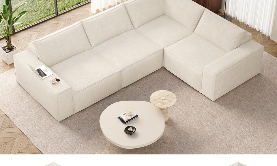 Vesgantti Sectional Corner Sofa, Chenille Deep Seat L Shape Cloud Couch, No Assembly Required