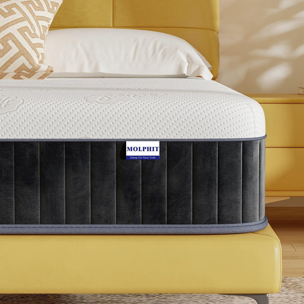 MOLPHIT Single Mattress, 10 Inch Hybrid Mattress with Breathable Foam and Individually Pocket Spring, Orthopedic Mattresses for Back Pain Relief, Medium Firm Mattresses in a Box, 90x190x25cm