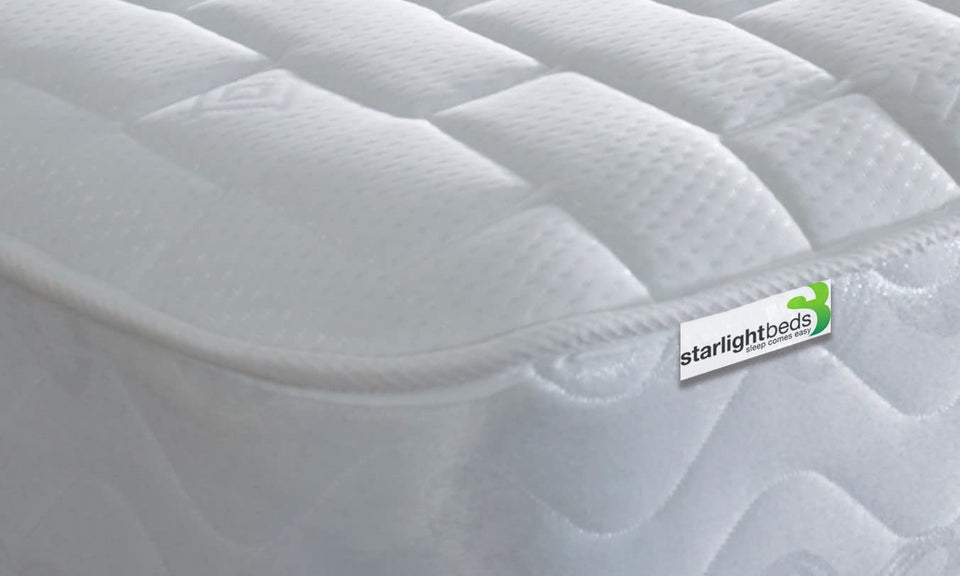 Starlight Beds Brick Design Quilted Sprung Hybrid Mattress with Memory Foam Layer. Soft Firmness, White, 18cm Deep. Single Mattress (3ft x 6ft3)