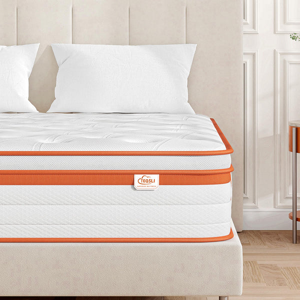 TeQsli Double Mattress 4FT6, 10 Inch Gel Memory Foam 7 Zone Orthopedic Double Mattress Pocket Sprungs Wave Memory Foam Hybrid - Medium Firm - Motion Isolation 135x190x25 cm