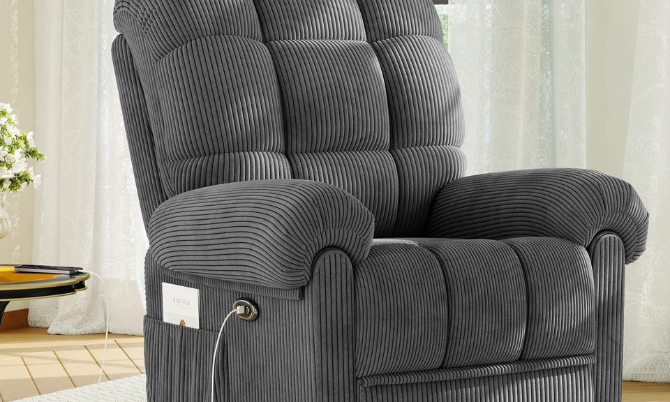 Vesgantti Electric Recliner Chair, Teddy/Corduroy Armchair Recliner, Comfy Reclining Chairs for Elderly, Adults Electric Recliner Armchair with Any Position, USB Port, Arm Chairs for Living Room