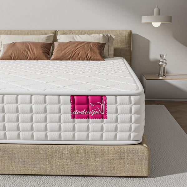dosleeps Single Mattress 3FT 9-Zone Pocket Sprung Mattress with Memory Foam and Tencel Fabric - Orthopaedic Mattress - Thickness:9.4 Inch,White