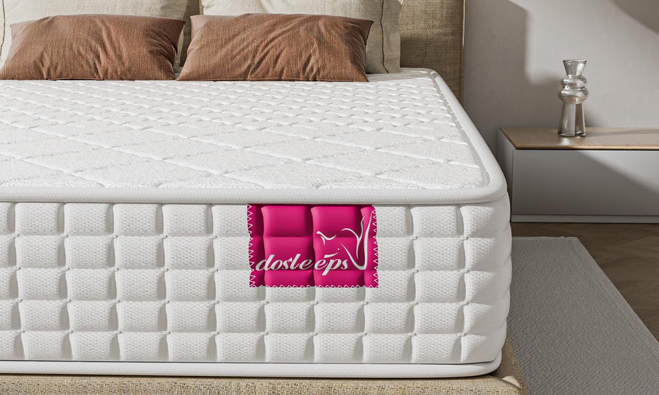 dosleeps Single Mattress 3FT 9-Zone Pocket Sprung Mattress with Memory Foam and Tencel Fabric - Orthopaedic Mattress - Thickness:9.4 Inch,White
