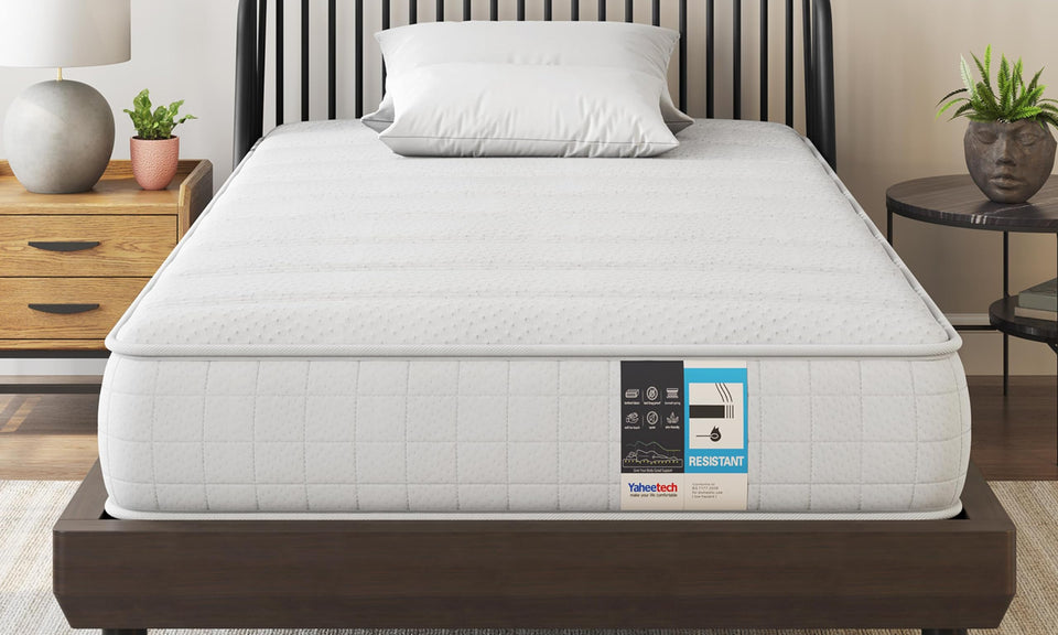 Yaheetech Single Mattress 3ft Bonnell Springs Mattress Single Foam Mattress Medium Firm Mattress for Single Bed with Anti-mite Knitted Jacquard Cover, 90x190x19cm,White