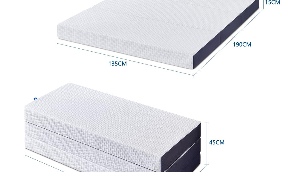 Inofia Folding Mattress Double,15cm Memory Foam Foldable Mattress, Guest Folding Mattress with Washable Cover,Foldable in Three,Bed in a Box,100-Night Home Trial(Double(135x190x15cm)) Visit the Inofia Store