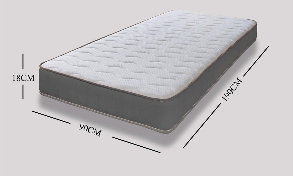 eXtreme comfort ltd The 3ft Single Cooltouch Essentials Wave Grey Border 18cms Deep Spring Value Mattress.