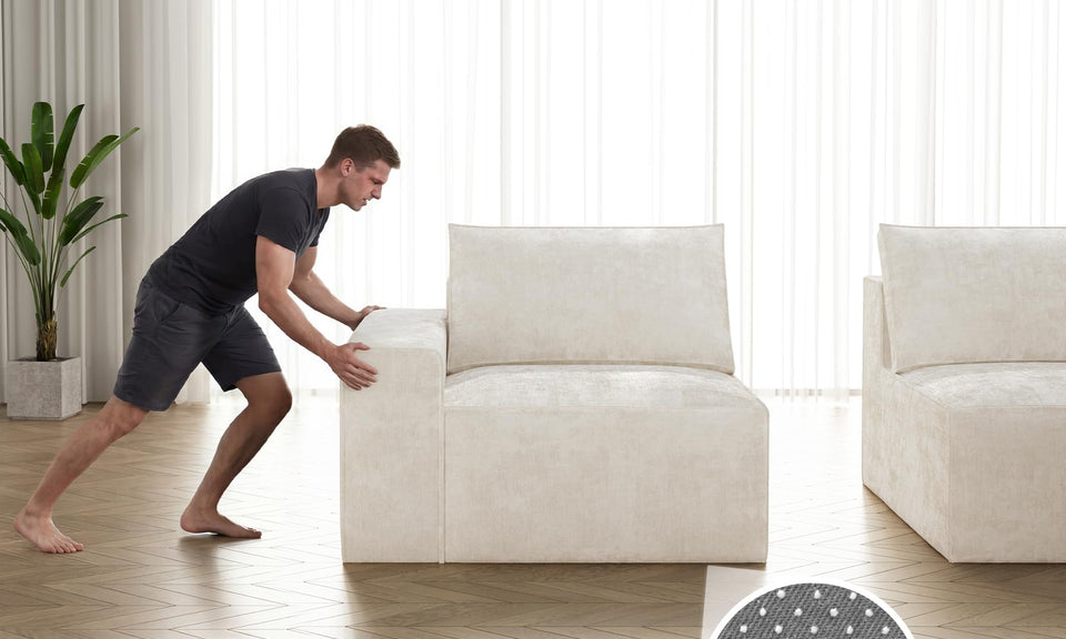 Vesgantti Sectional Corner Sofa, Chenille Deep Seat L Shape Cloud Couch, No Assembly Required