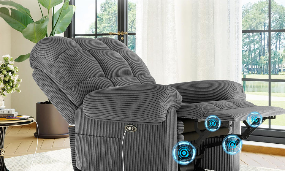 Vesgantti Electric Recliner Chair, Teddy/Corduroy Armchair Recliner, Comfy Reclining Chairs for Elderly, Adults Electric Recliner Armchair with Any Position, USB Port, Arm Chairs for Living Room