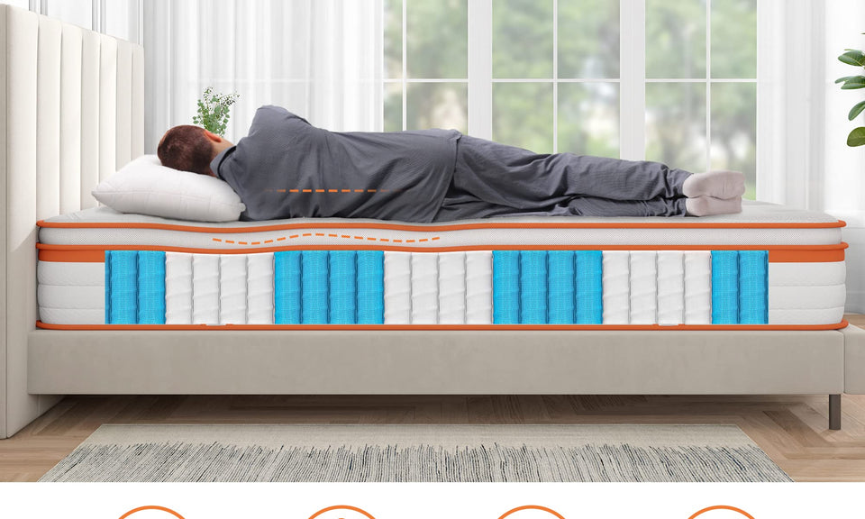 TeQsli Double Mattress 4FT6, 10 Inch Gel Memory Foam 7 Zone Orthopedic Double Mattress Pocket Sprungs Wave Memory Foam Hybrid - Medium Firm - Motion Isolation 135x190x25 cm