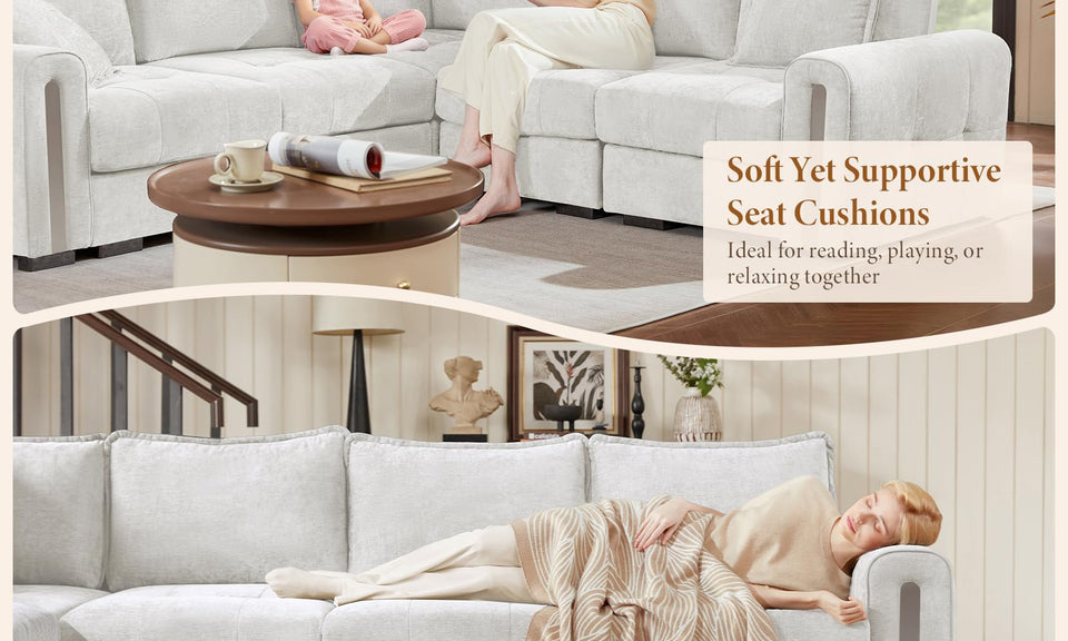 Vesgantti 4/5 Seater U Shaped Sofa with Storage, Small Modular L Shaped Sofas, Chenille/Corduroy Convertible Left/Right Hand Corner Couch