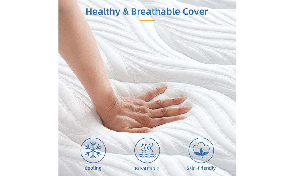 Vesgantti 10.2 Inch Hybrid Mattress with Individual Pocket Springs and Cooling Gel Memory Foam, Medium Firm