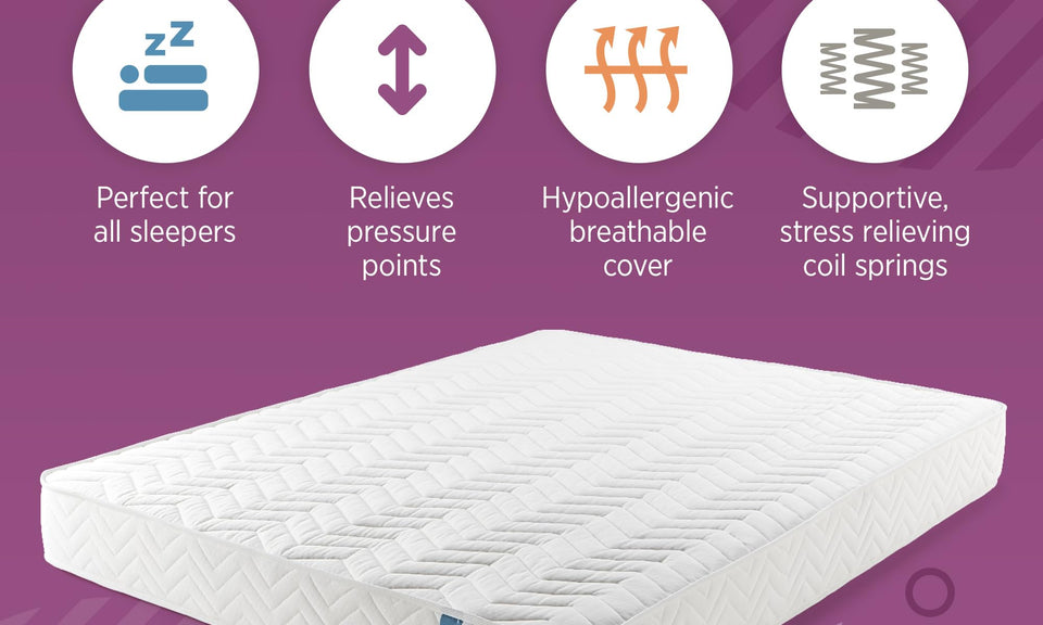 Summerby Sleep' No1. Coil Spring and Memory Foam Hybrid Mattress | King Size: 150cm x 200cm, White