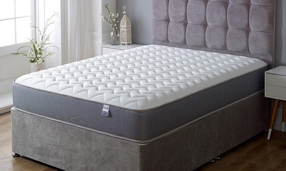 Starlight Beds Essentials Zig Zag Single Mattress with Springs and Memory Foam. 7.5 Inch Budget Mattress. Grey, Soft Firmness (90x190x19cm)