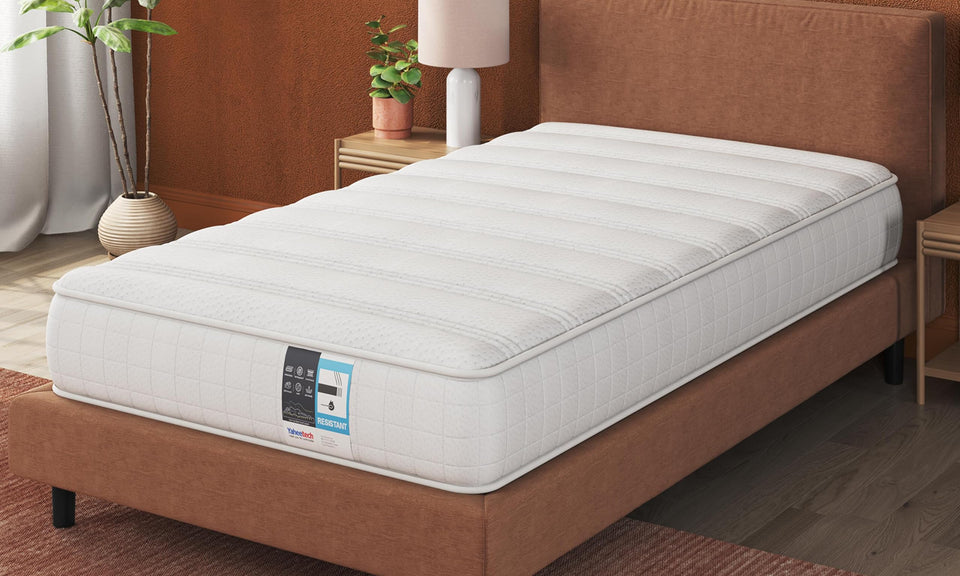 Yaheetech Single Mattress 3ft Bonnell Springs Mattress Single Foam Mattress Medium Firm Mattress for Single Bed with Anti-mite Knitted Jacquard Cover, 90x190x19cm,White