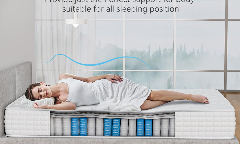 dosleeps Single Mattress 3FT 9-Zone Pocket Sprung Mattress with Memory Foam and Tencel Fabric - Orthopaedic Mattress - Thickness:9.4 Inch,White