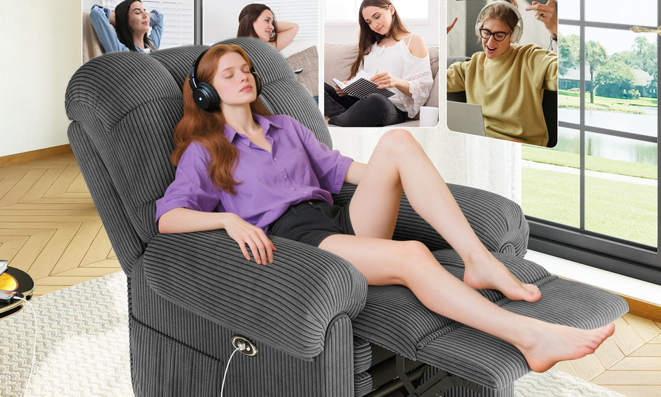 Vesgantti Electric Recliner Chair, Teddy/Corduroy Armchair Recliner, Comfy Reclining Chairs for Elderly, Adults Electric Recliner Armchair with Any Position, USB Port, Arm Chairs for Living Room