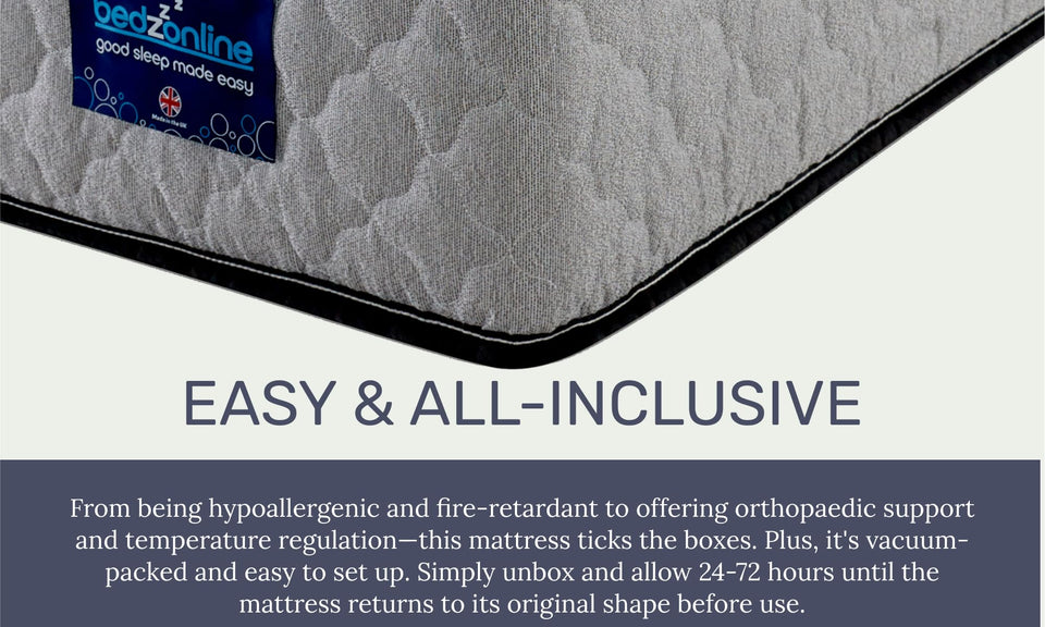 BEDZONLINE Air Feel Orthopedic Mattress - Memory Foam and Spring Mattress | Pefect Ergonomical Sleeping Position | 20cm Depth | 4ft6 Double