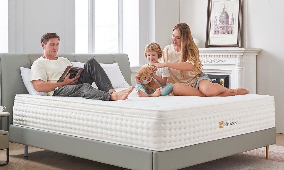 Hiepunos King Size Mattress,10.2 INCH Hybrid Memory Foam and Individually Pocket Spring,5FT King Mattress Medium Firm,Ergonomic Pressure Reducing,Improve Sleeping (150x200x26cm)