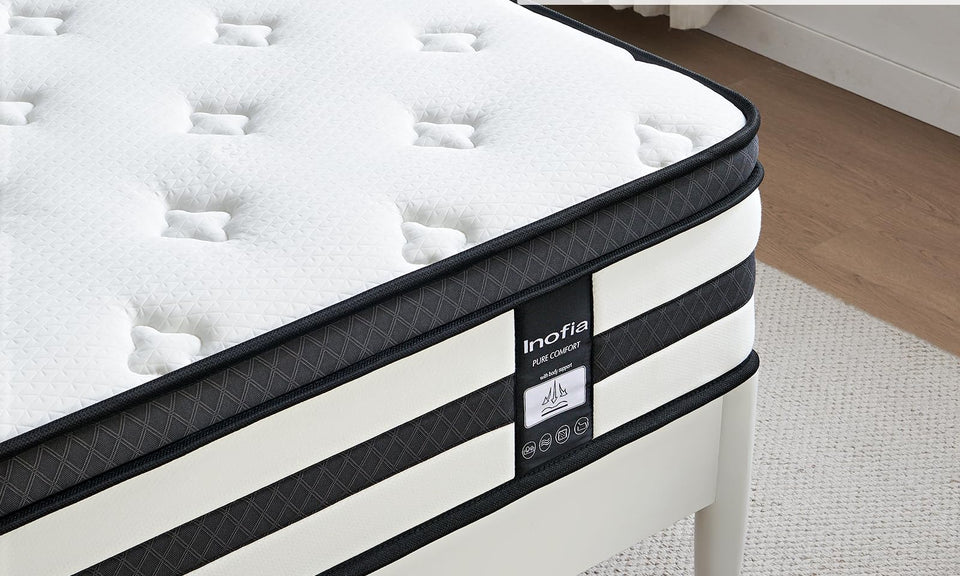 Inofia Sleep King Size Mattress Memory Foam 5FT, 11 Inch Hybrid Sprung Mattress with Fire Resistant, Responsive Zoned Support & Motion Isolated,100 Night Home Trial, LUXE Collection