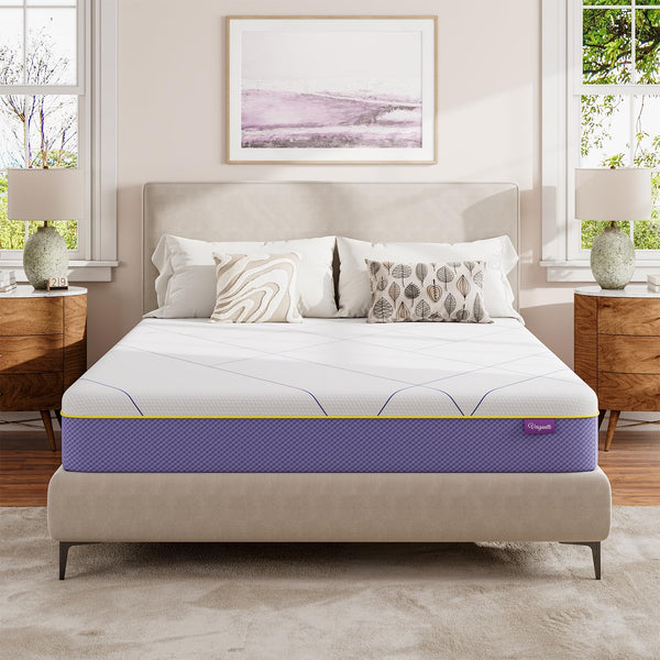 Vesgantti Gel Memory Foam Mattress with CertiPUR-US Certified Foam for Pressure Relief & Cooling Comfort - Medium Soft, Lavander Purple 16-18-20CM