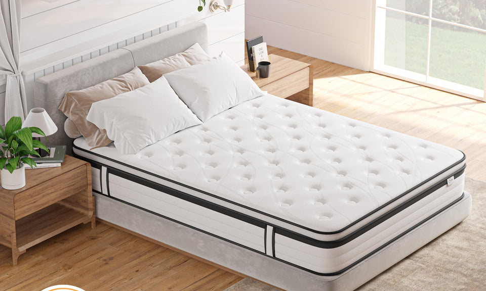 TeQsli Super King Mattress 6FT, 10.6 Inch Gel Memory Foam Pocket Spring Orthopedic Mattress Edge Support & Motion Isolation Hybrid Super King Mattress - Medium Firm 180x200x27 cm