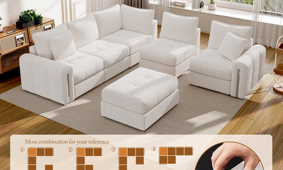 Vesgantti 4/5 Seater U Shaped Sofa with Storage, Small Modular L Shaped Sofas, Chenille/Corduroy Convertible Left/Right Hand Corner Couch
