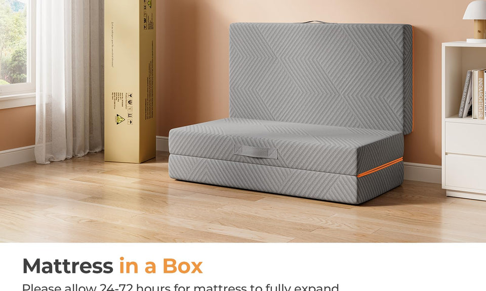 Vesgantti Folding Mattress 10/15 CM Gel Memory Foam Foldable Mattress Tri-fold for Travel, Camping, Guest Bed, CertiPUR-US Certified