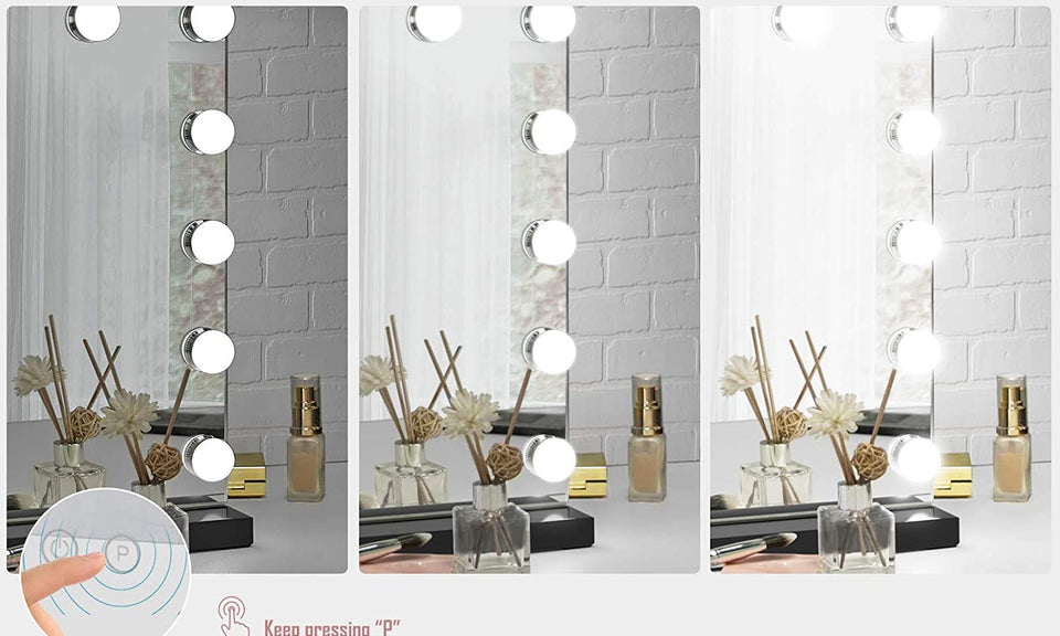 Dripex Vanity Mirror with Lights, Large Hollywood Lighted Makeup Mirror with 14 Dimmable LED Bulbs, Touchscreen Control, Cosmetic Tabletop Mirror for Bedroom, Dressing Room 19.7"x 4.7"x 16.5"