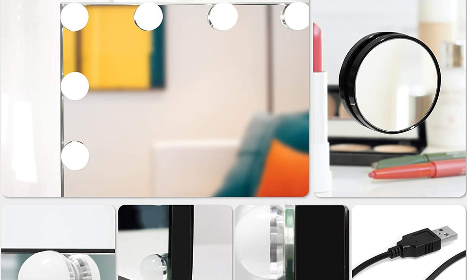 Dripex Vanity Mirror with Lights, Large Hollywood Lighted Makeup Mirror with 14 Dimmable LED Bulbs, Touchscreen Control, Cosmetic Tabletop Mirror for Bedroom, Dressing Room 19.7"x 4.7"x 16.5"