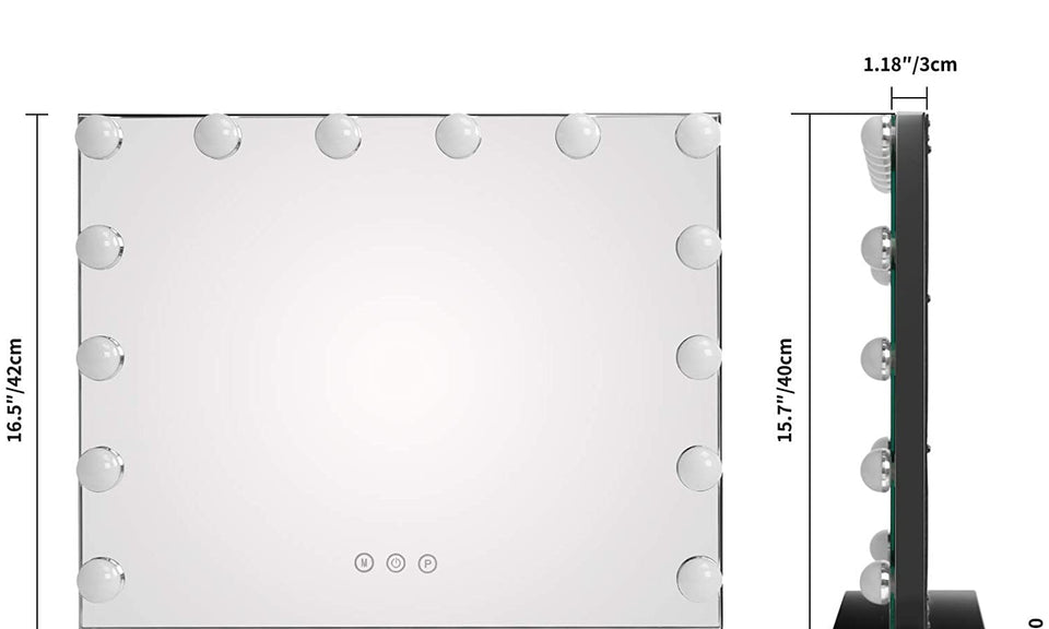 Dripex Vanity Mirror with Lights, Large Hollywood Lighted Makeup Mirror with 14 Dimmable LED Bulbs, Touchscreen Control, Cosmetic Tabletop Mirror for Bedroom, Dressing Room 19.7"x 4.7"x 16.5"
