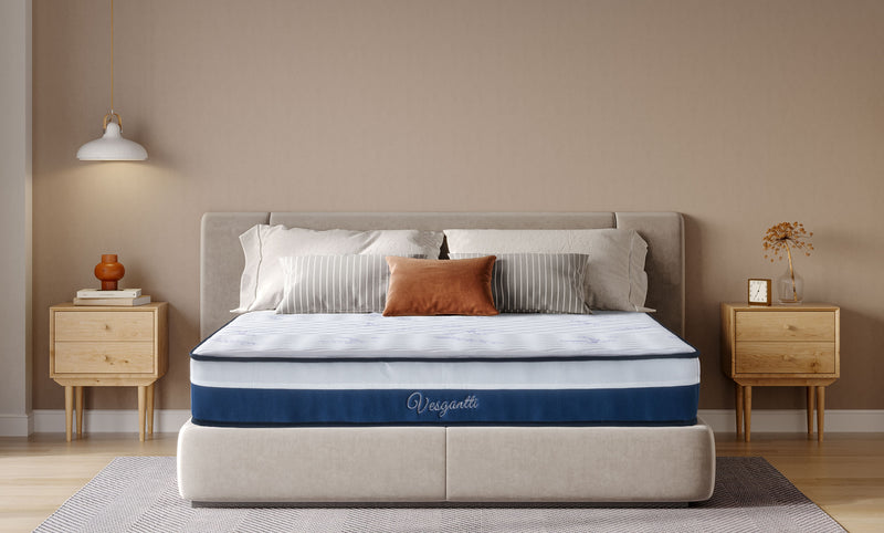 Vesgantti 10 Inch Hybrid Mattress with Breathable Memory Foam and Individual Pocket Spring-Medium Firm