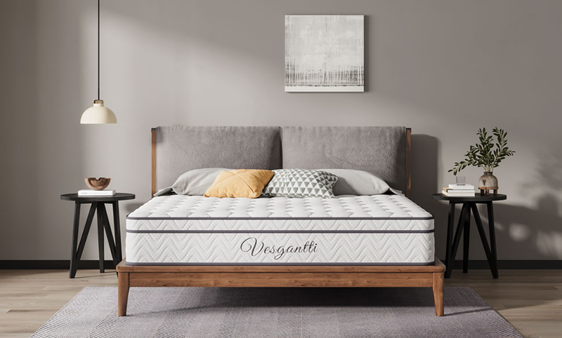 Vesgantti 10.3 Inch Hybrid Mattress with Breathable Foam and Individually Pocket Spring - Medium Firm, Classic Box Top Collection