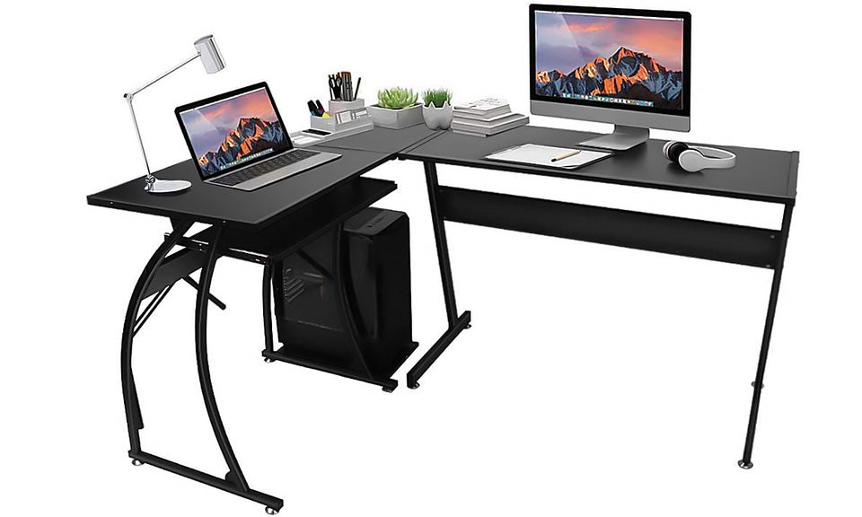 Dripex Corner Computer Desk, L Shaped Corner Gaming Desk for PC with CPU Stand