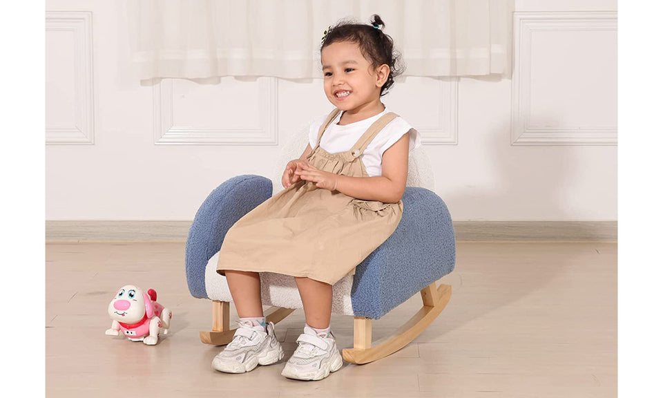 DRIPEX Kids Armchair, Wooden Rocking Teddy Fleece Chair for Child Aged 2-6