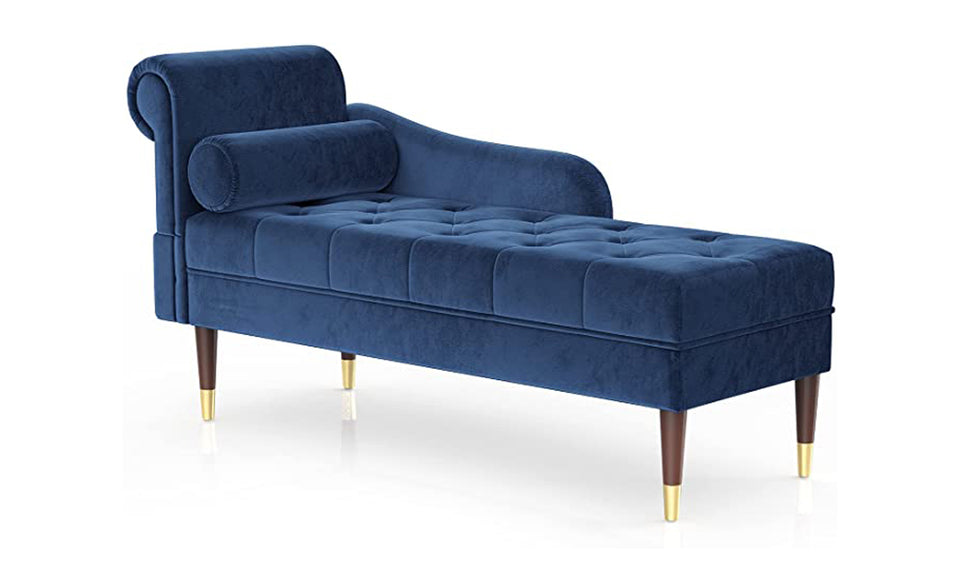 Vesgantti Velvet Chaise Longue With Left Armrest And Lumbar Pillow