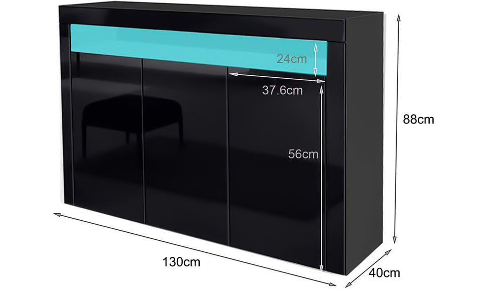 Dripex LED 3 Door Sideboard