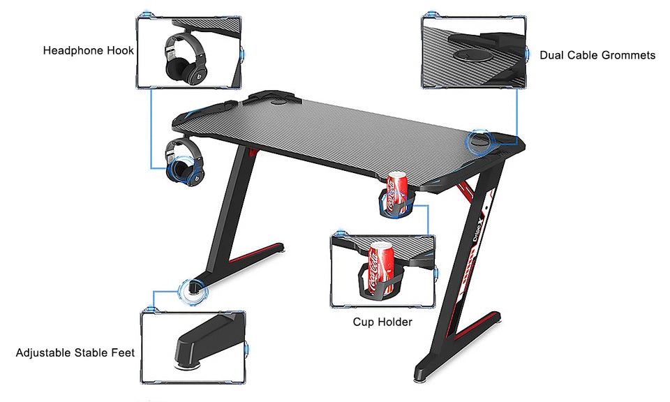 Dripex Ergonomic Z-Shaped Gaming Desk