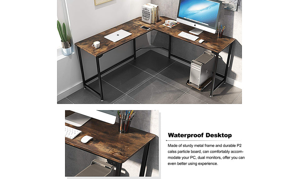 Dripex Corner Computer Desk, L Shaped Corner Gaming Desk for PC with CPU Stand