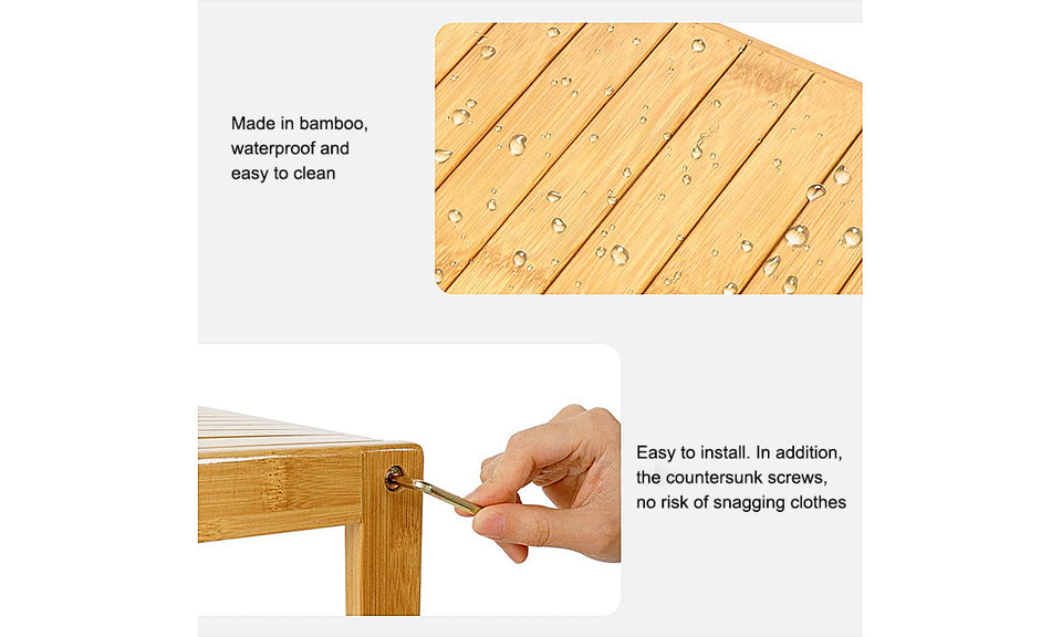 Dripex Bamboo Shelf 4 Tier Free Standing Shelf Unit Storage Shelf Rack Utility Organizer Stand for Bathroom Kitchen Living Room