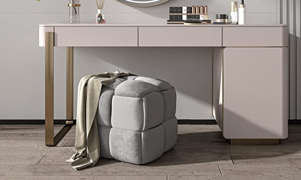 Vesgantti Cube Velvet Ottoman, Decorative Furniture Upholstered Pouffe Footstool